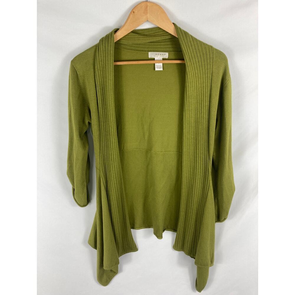 Kenar Green Draped Front Cardigan Sweater Size Small